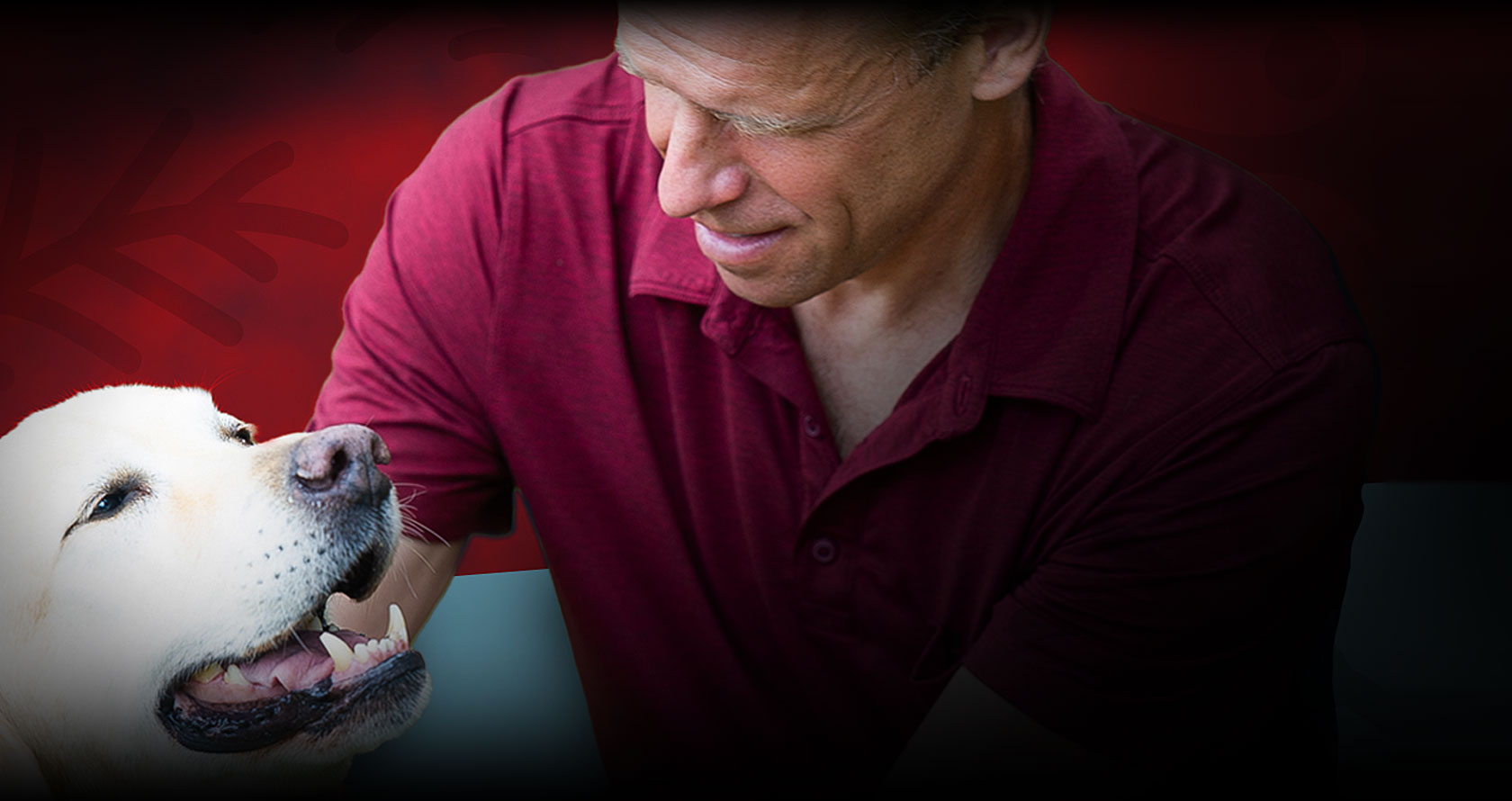 man petting a dog
