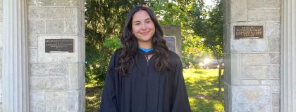 Applied Human Nutrition Grad Lauren Yee in her grad gown