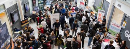 A job fair in the engineering building.