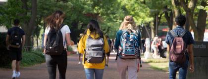 Students walking on campus