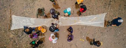 Students on a beach in New Brunswick