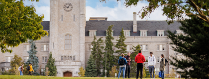 Students standing outside Johnston Hall