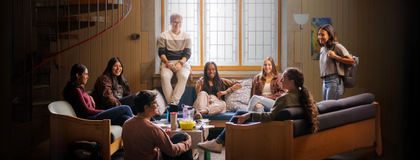 Students in Johnston Hall Lounge